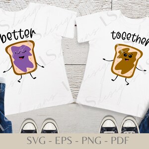 Twin Baby Kid SVG Design, file SVG di burro di arachidi e gelatina, PNG di gemellaggio, download digitale di camicia gemelli, disegni di camicia carina per famiglia abbinati
