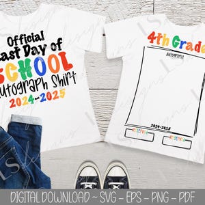 Paquete SVG de último día de clases, archivo SVG de autógrafos escolares, descarga digital del Día de los Gemelos en la escuela, diseños de camisetas a juego, camiseta del anuario escolar SVG