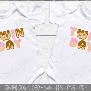 Disegno SVG per bambini gemelli, file SVG Donut Worry Be Happy, PNG gemellaggio, download digitale maglietta migliore amico, design carino maglietta famiglia abbinata