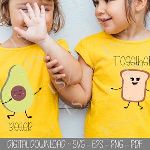 Disegno SVG per bambini gemelli l File SVG Avocado You Complete Me l Twinning l Download digitale di magliette per gemelli l Disegni carini per magliette per la famiglia abbinata
