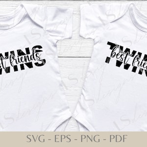 Design SVG dos melhores amigos dos gêmeos l Criança Criança Bebê Infantil Arquivo SVG l Geminação l Camisa dos gêmeos Download digital l Designs de camisas familiares correspondentes