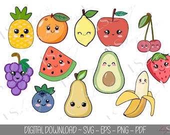 Kawaii SVG Clipart Set | Cute PNG Sticker Designs for Planners Scrapbooks and Crafts | Cricut & Silhouette