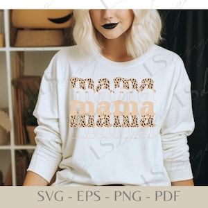 Cheetah Stacked Mama SVG | Animal Print Mom Shirt Design for Cricut & Silhouette
