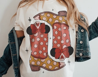 Minnie Cowgirl Boots Tee - Western Disneyworld Sweatshirt, Cowgirl Minnie, Aesthetic Minnie Merch