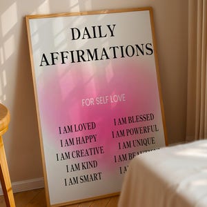 daily affirmations poster,Aura Gradient Love Heart Poster, Spiritual Poster, Grainy Gradient, Peach Gradient Print, Colourful Aura Poster