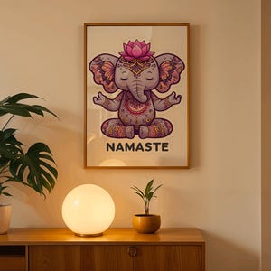 Ganesha Namaste Print: Boho Yoga Studio Dekoration (Digitaler Download