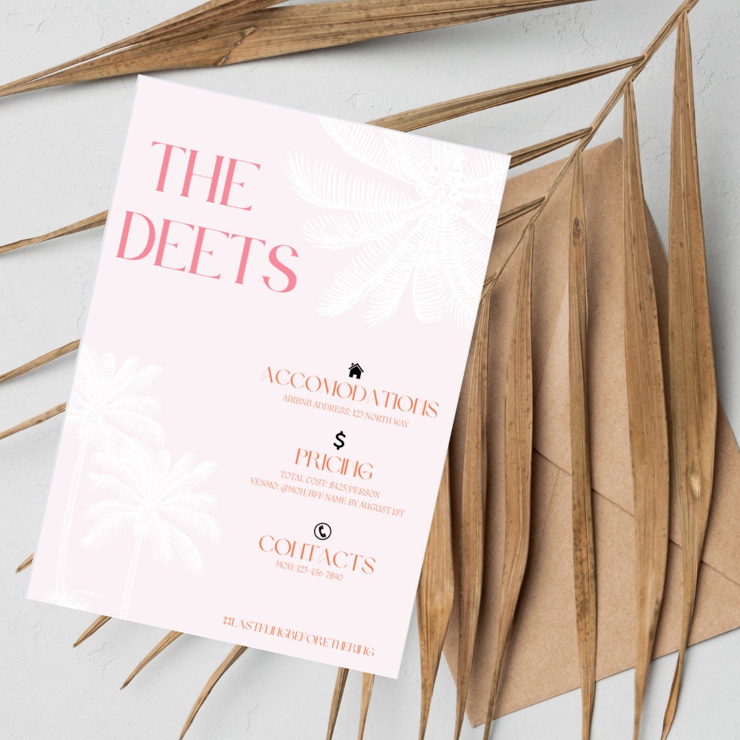 Charleston Bachelorette, Invitation &amp; Itinerary Template, Charleston ...