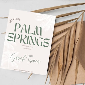 Palm Springs Bachelorette Invitation and Itinerary Template, Hen Party Invite, Palm Tree Bachelorette, Tropical Bachelorette, Beach Bach