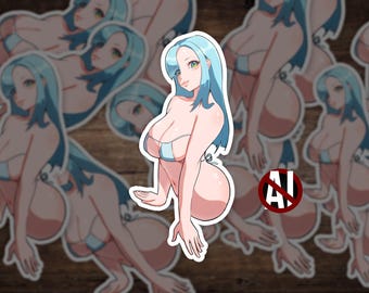 Ready For Summer Cyan Anime Girl - Die-Cut Sticker
