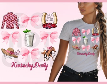 Kentucky Derby PNG, Kentucky Png, Kentucky Coquette Png, Roses Png, Horseshoe, mint julep, big hat png, racehorse png, sublimation design