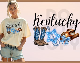 Kentucky PNG Coquette Estetica png Preppy kentucky sublimazione design Kentucky camicia png sublimazione design stivali da cowgirl bluegrass country