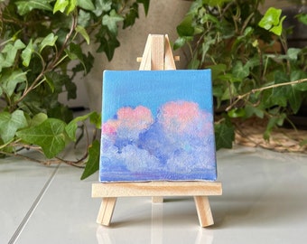 Mini canvas art acrylic sky, sky painting, sky art, small acrylic painting, blue art canvas, original art
