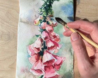 Petit tableau Aquarelle de fleurs sauvages, peinture de fleurs sauvages, art de fleurs sauvages, art original à l'aquarelle de fleurs de jardin