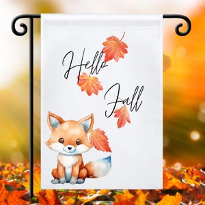 Hello Fall, Fall Yard Flag Fox Leaves PNG