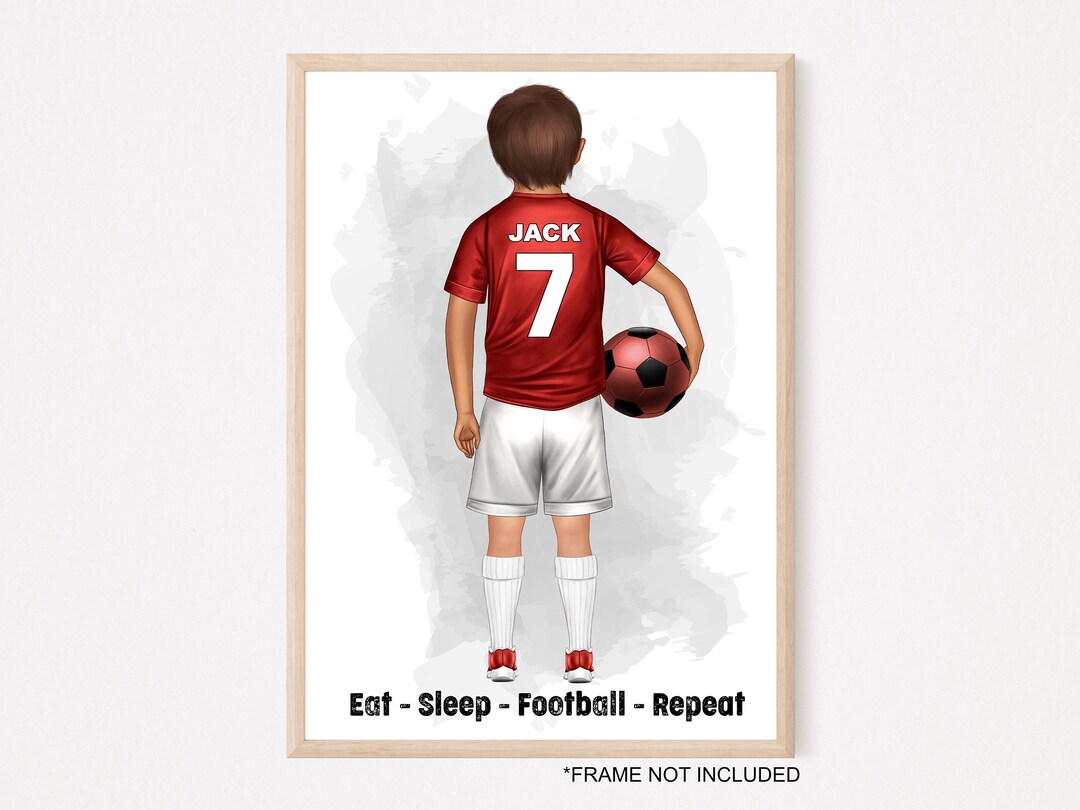 PERSONALISED FOOTBALL PRINT, Soccer Player Personalised Gift, Boys Male