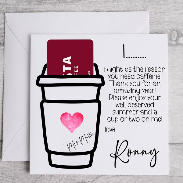PERSONALISED TEACHER GIFT, Teacher and Nursery Thank You Gift, Teacher End of Term Gift, Gift Card Holder, Teacher Thank You Card, 0033TC