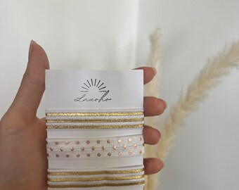 Haargummi Armband Set, Elastisches Armband, Haargummi Boho, Haargummi Pack, Geschenk Freundin, haargummi gold, Haar Accessoires