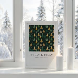 Holly & Jolly Weihnachtskunst | Weihnachten Wohnkultur | Festlicher Druck