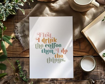 Stijlvolle koffiekunstprint | Modern keukendecor | Direct downloaden