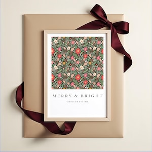 Merry & Bright Christmas Wandkunst | Weihnachten Wohnkultur | Festlicher Druck