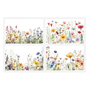 Wildflower Sticker Sheet, 4 stickers, Floral Stickers