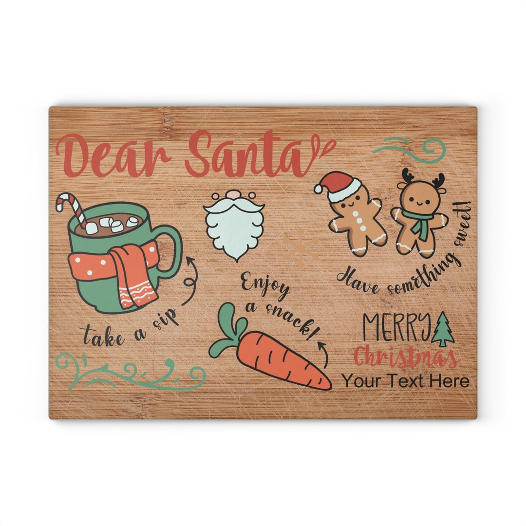 Santa Tray Glass Cutting Board Santa Cookie Plate Dear Santa Etsy