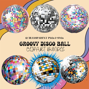 Groovy Disco Ball SVG, Disco Ball Clipart, Digital Download, Disco Balls SVG & PNG, 70&#39;s Inspired Disco Ball svg, Bachelorette Disco Ball