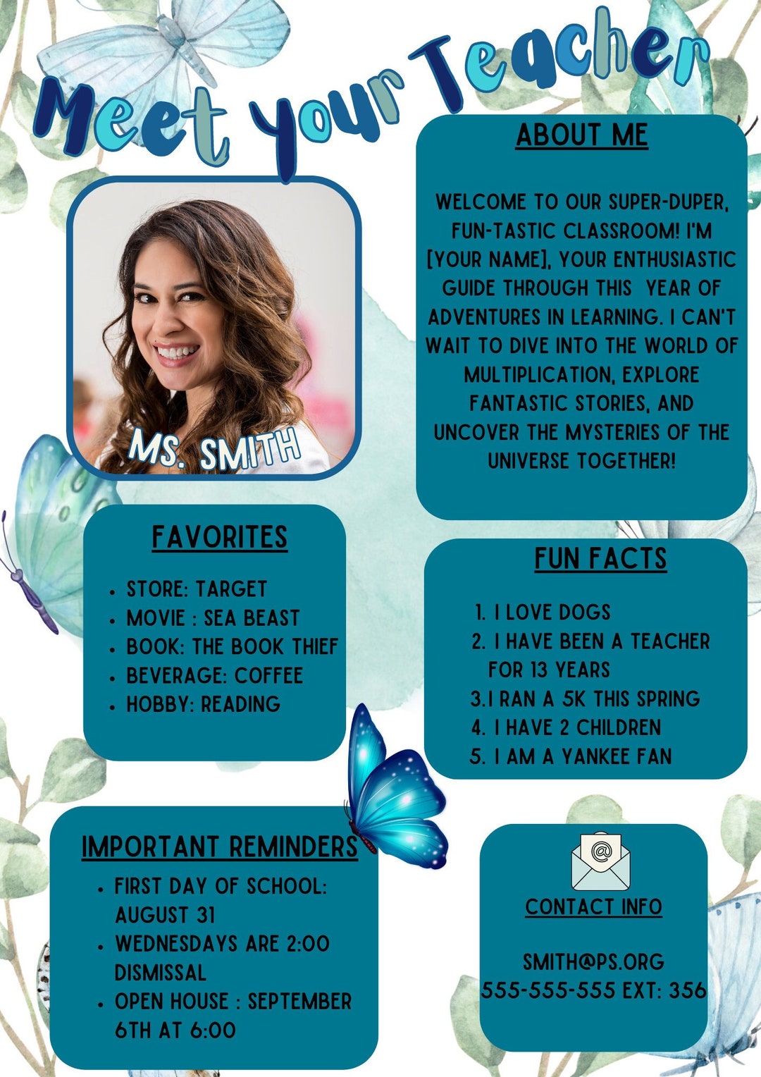 Meet Your Teacher Editable in Canva Template Digital Download - Etsy