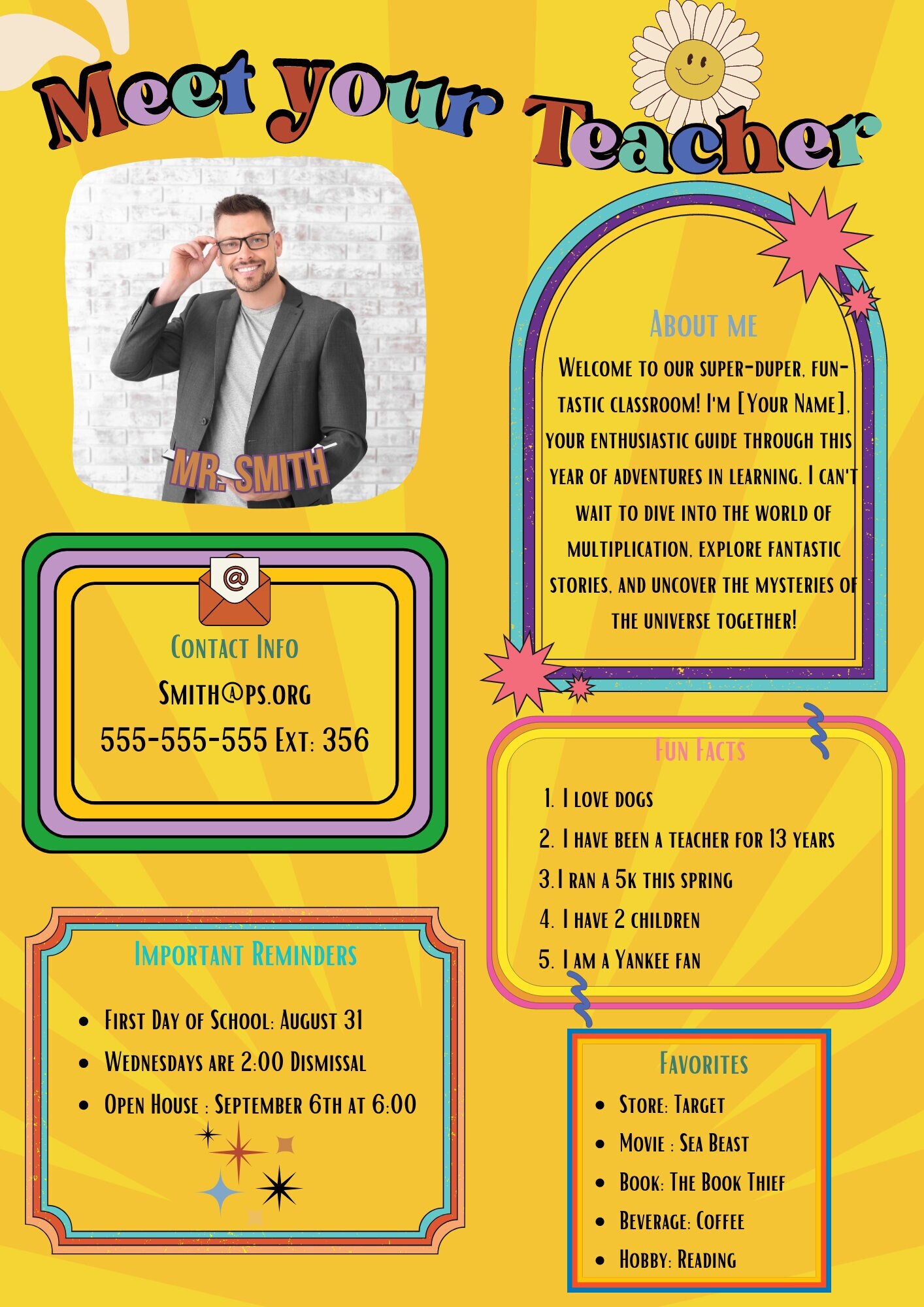 Meet Your Teacher Editable in Canva Template Digital Download - Etsy