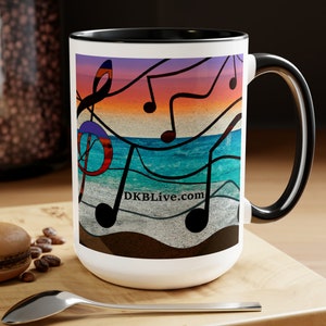 DKB Live Musical Beach Two-Tone Coffee Mugs, 15oz