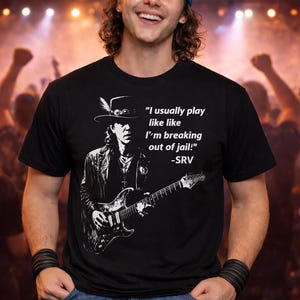 SRV Rock Star T-Shirt, Stevie Ray Vaughan Blues Guitar Tee, Comfort Colors 1717 Concert