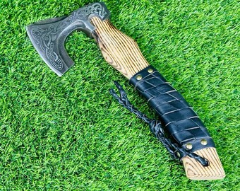 Custom handmade viking axe carbon steel axe rose wood shift best birthday and anniversary gift for him.