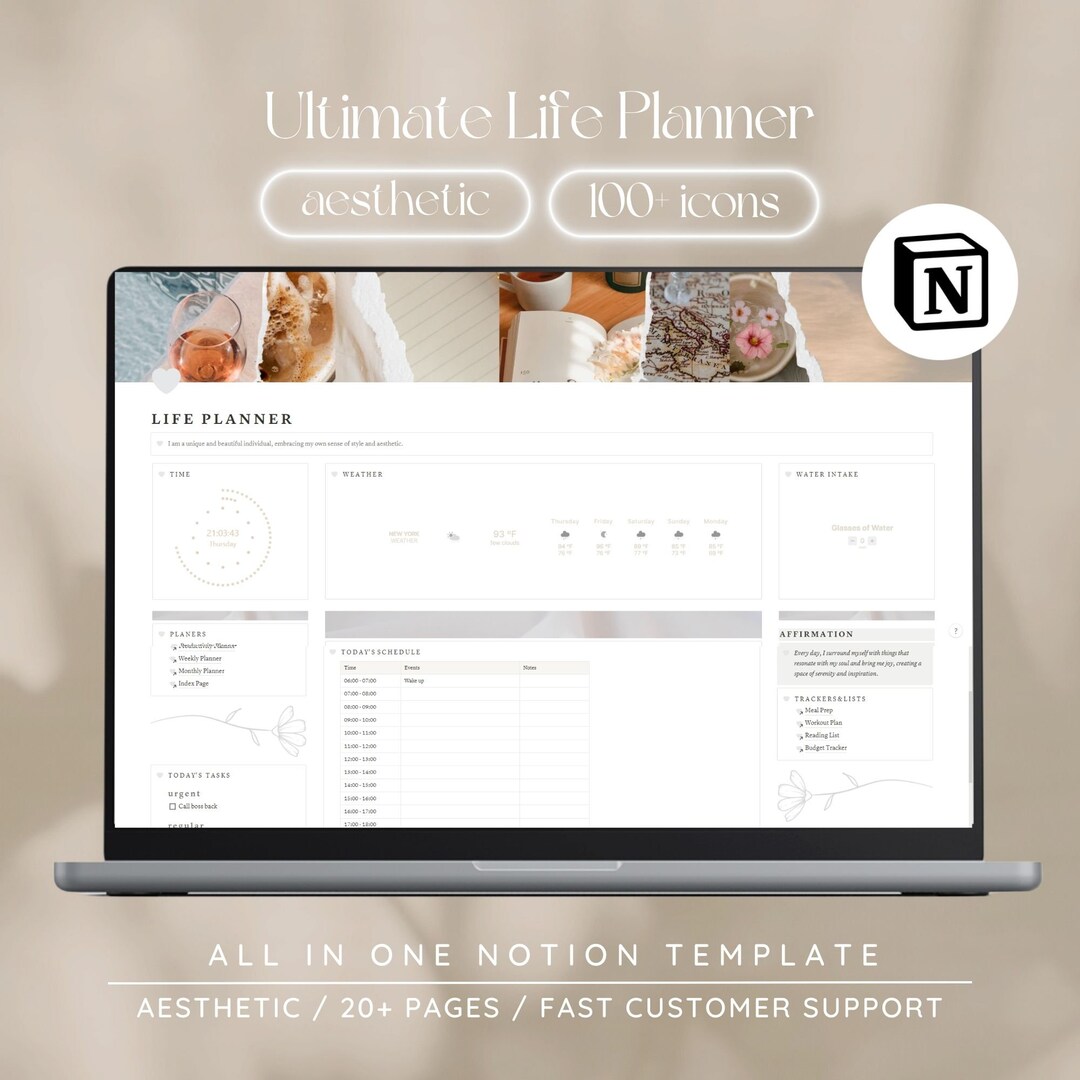 Notion All in One Life Planner / 2023-24 Notion Template, Aesthetic ...