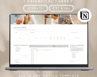 Notion All In One Life Planner / 2023-24 Notion template, Aesthetic life planner, digital notion planner, mid-year Notion planner, That Girl