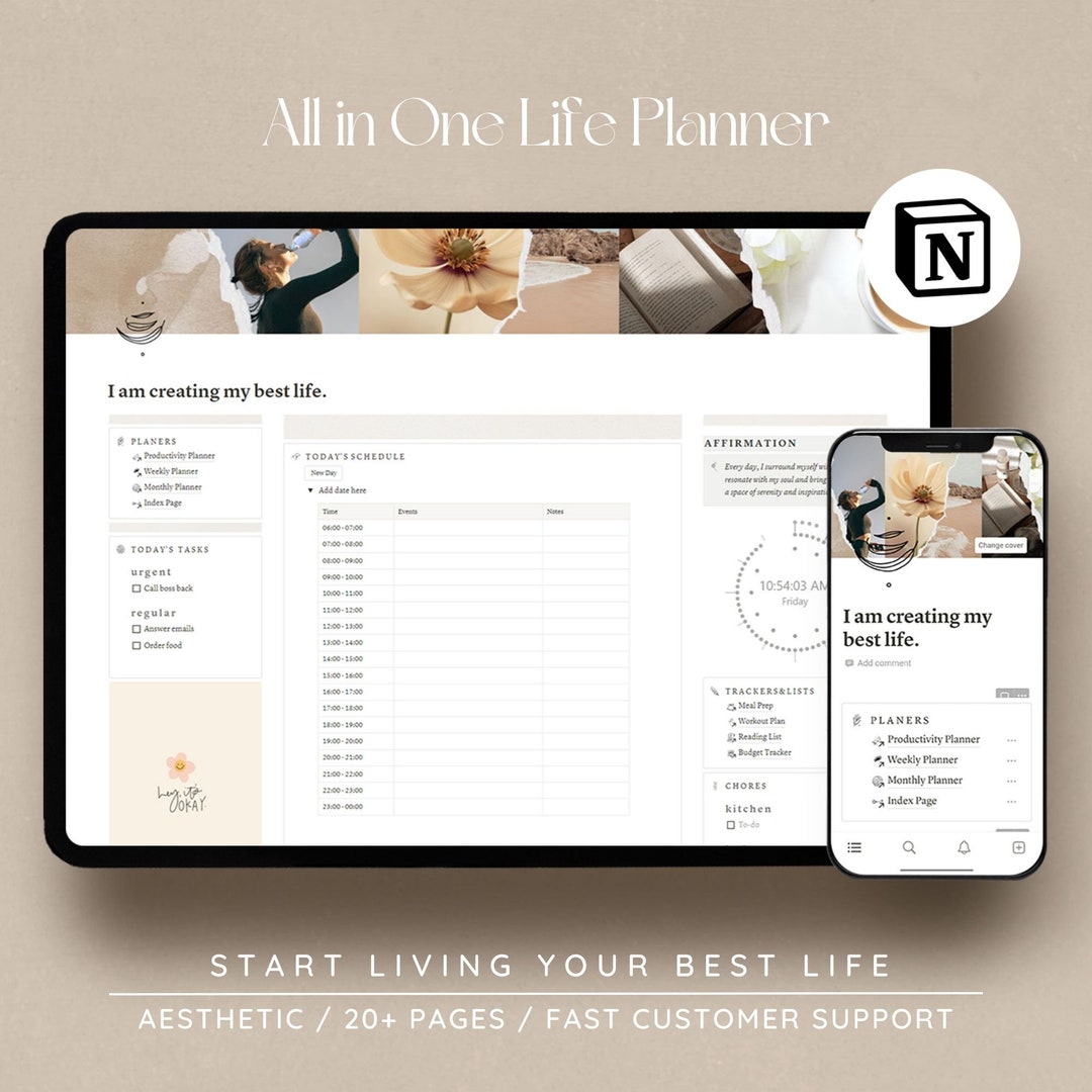 Notion All in One Life Planner / 2023-24 Notion Template, Aesthetic ...