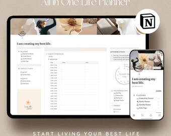 Notion All in One Life Planner / 2024 Notion Planner Template, Pink ...