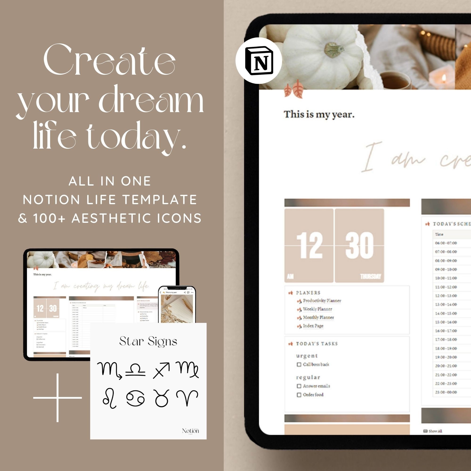 Notion All in One Life Planner / 2024 Notion Planner Template ...