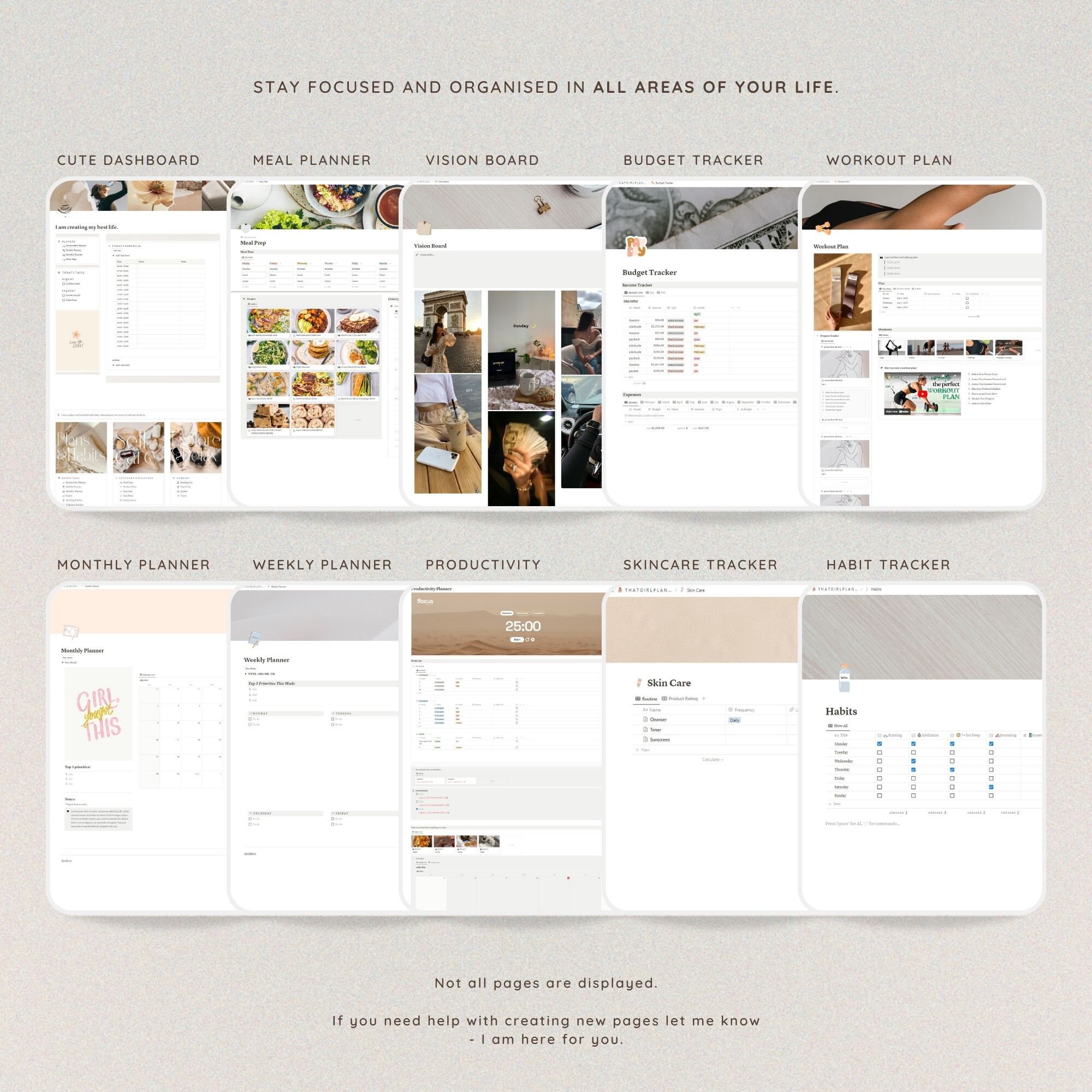 Notion All in One Life Planner / 2023-24 Notion Template, Aesthetic ...
