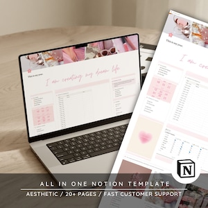 Notion All In One Life Planner / 2024 Notion Planner Template, Aesthetic life planner, digital notion planner, mid-year Notion planner, Pink