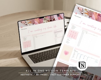 Notion All In One Life Planner / 2024 Notion Planner Template, Aesthetic life planner, digital notion planner, mid-year Notion planner, Pink