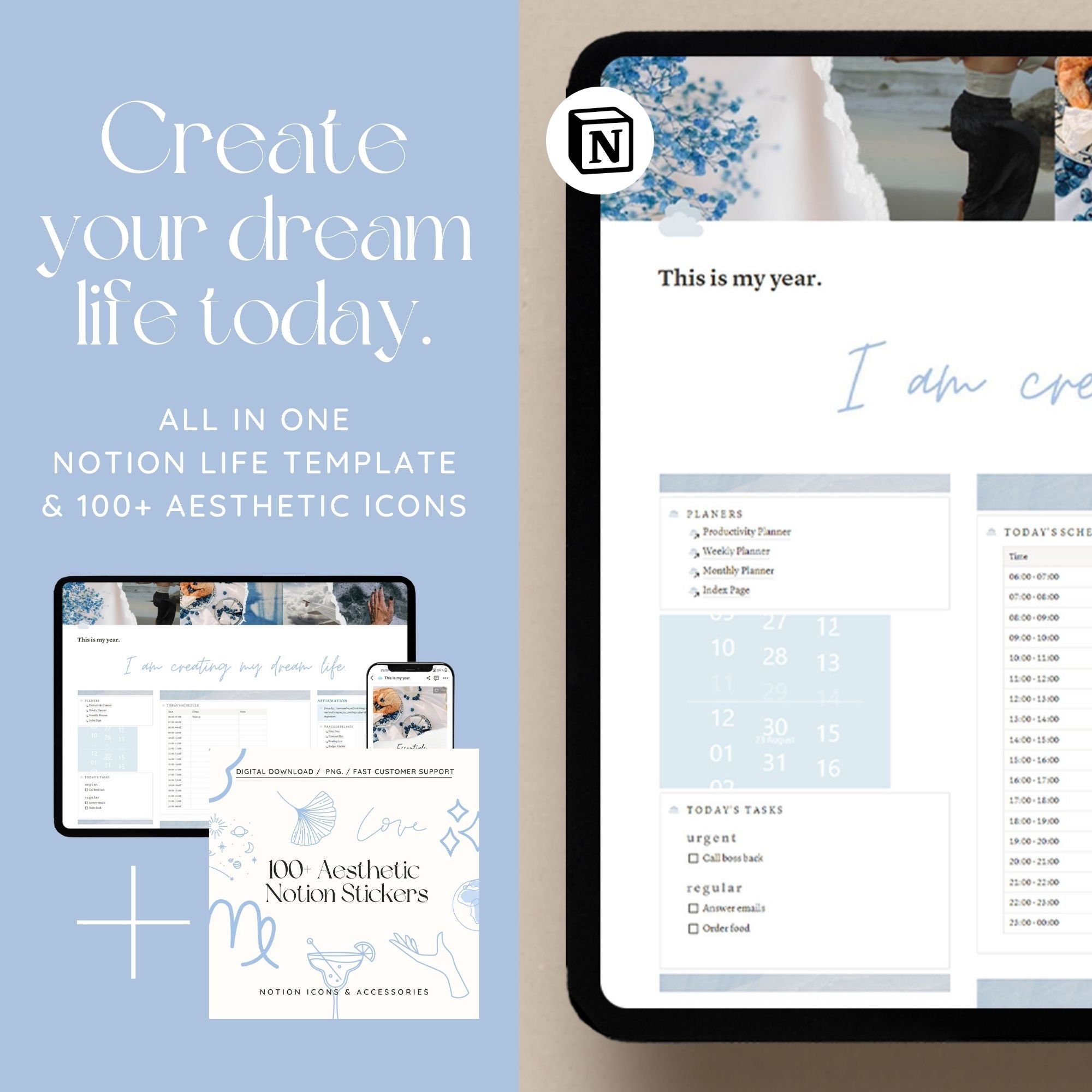 Notion All in One Life Planner / 2024 Notion Planner Template ...