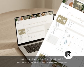 Notion All In One Life Planner / 2024 Notion template, Aesthetic life planner, digital notion planner, Notion planner, That Girl, Green