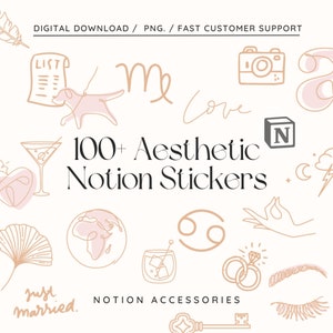 Notion Template Aesthetic Stickers, Life Planner Stickers, Notion Template, That Girl Digital Stickers, Stickers for Notion Templates, No.1