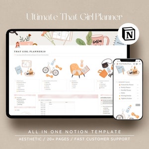 Notion All In One Life Planner / 2023-24 Notion template, Aesthetic life planner, digital notion planner, mid-year Notion planner, That Girl