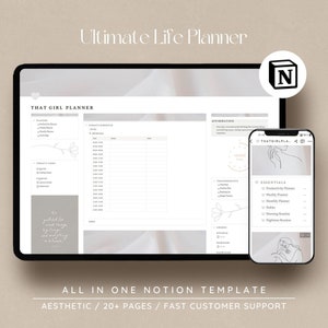 Notion Template Life Planner, Notion Planner, Notion Template, That Girl Notion Dashboard, That Girl Digital Planner, Student Planner