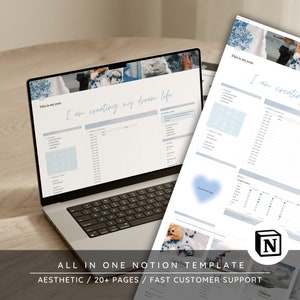 Notion All In One Life Planner / 2024 Notion Planner Template, Aesthetic life planner, digital notion planner, mid-year Notion planner, Blue