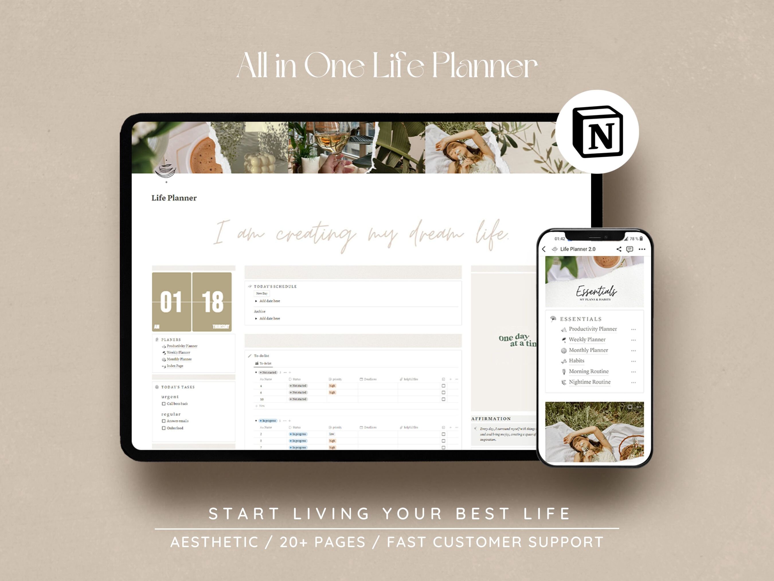 Notion All in One Life Planner / 2024 Notion Template, Aesthetic Life ...