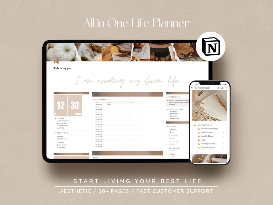 Notion All in One Life Planner / 2024 Notion Planner Template ...