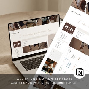 Notion Template Aesthetic Life Planner, Notion Planner, Notion Template, That Girl Notion Dashboard, That Girl Digital Planner, Notion Icons