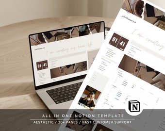 Notie sjabloon esthetische levensplanner, notie planner, notie sjabloon, dat meisje notie dashboard, dat meisje digitale planner, notie pictogrammen
